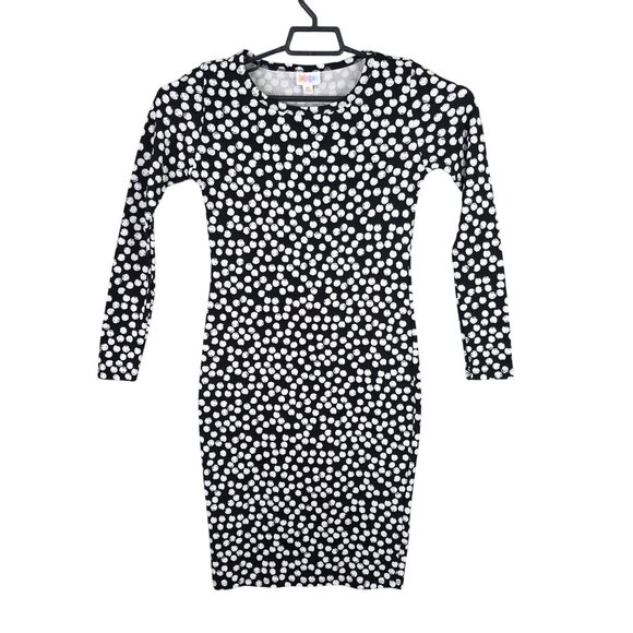 Womens LuLaRoe Black & White Polka Dot Bodycon Dress Long Sleeve Polyester XS - Picture 1 of 7